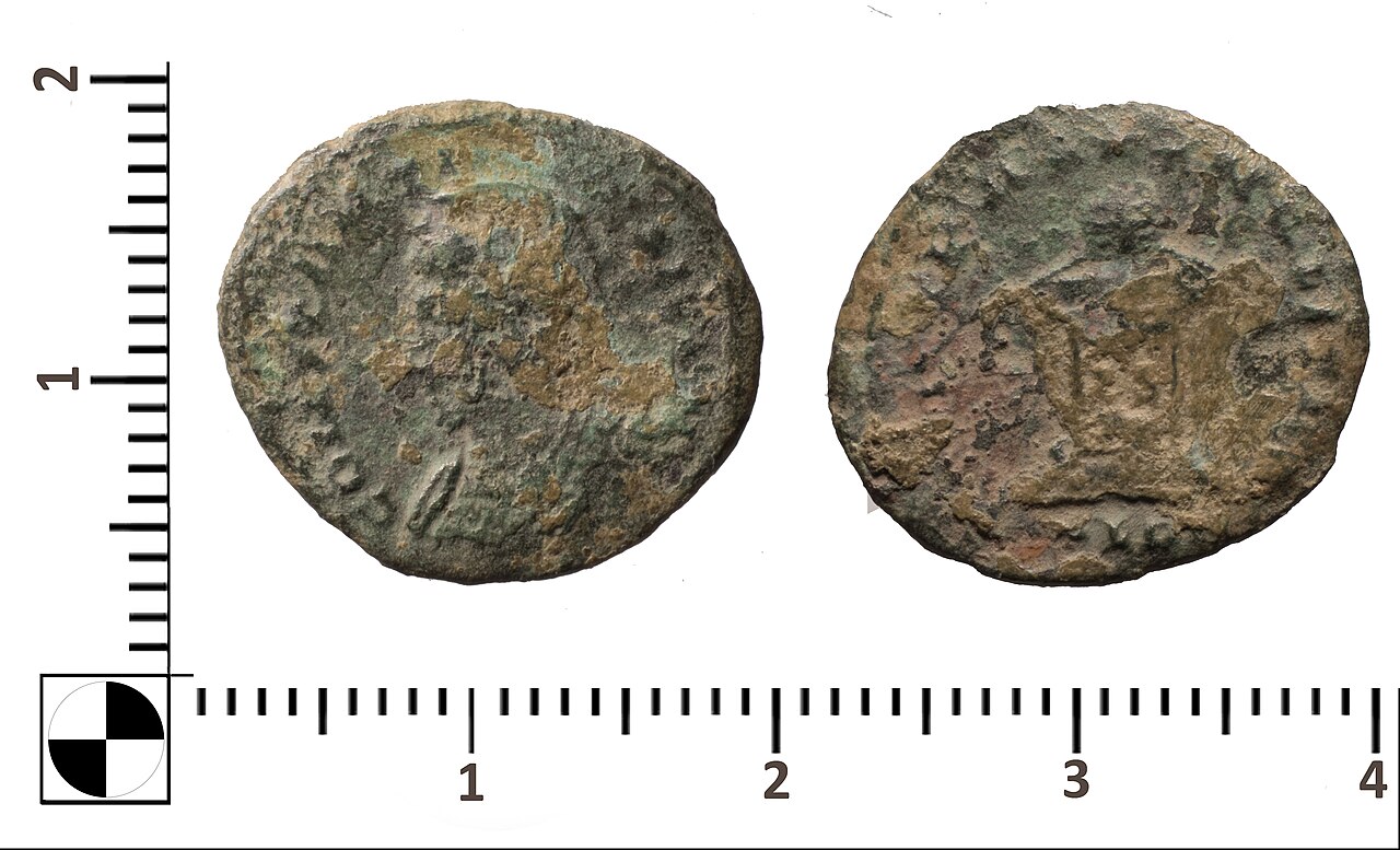 A bronze coin of Constantine the Great.